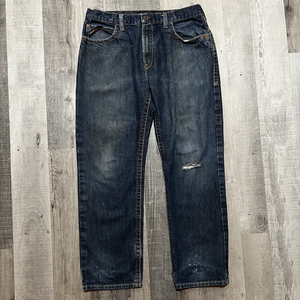 Ariat M3 Straight Leg Jeans Dark Wash Flame Resistant Denim Work Wear Mens 36